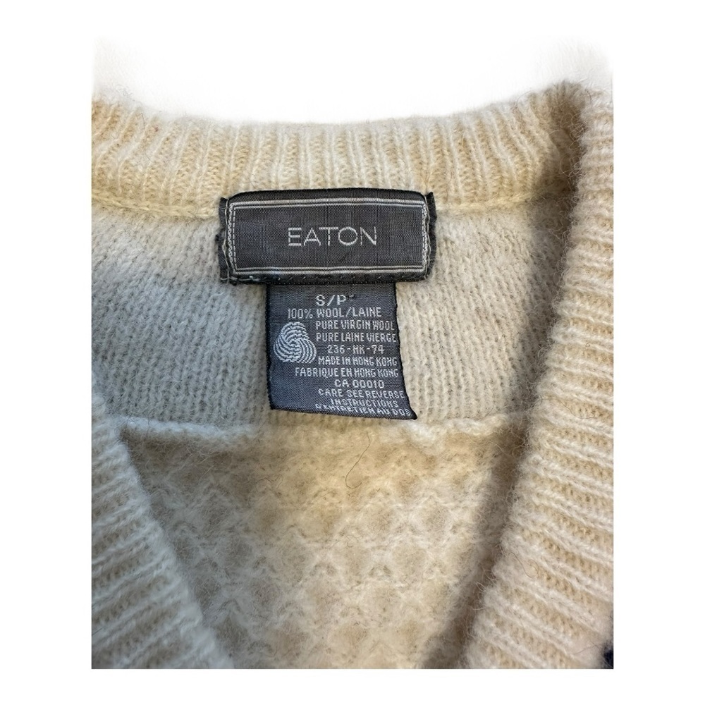 Eaton’s Vintage Wool V-Neck Sweater - Size Small - Picture 5 of 12